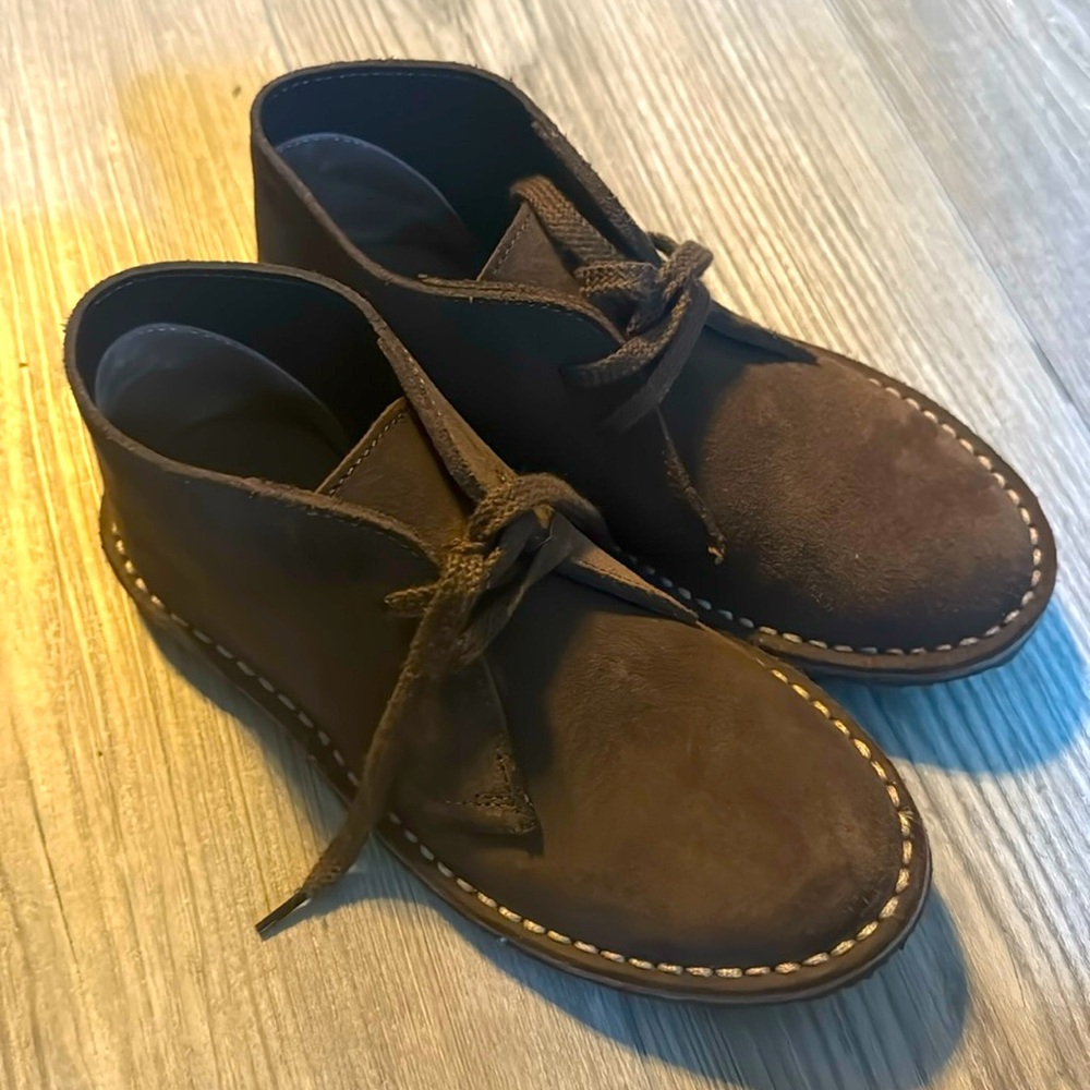 J. Crew Children’s brown moccasin lace boots.